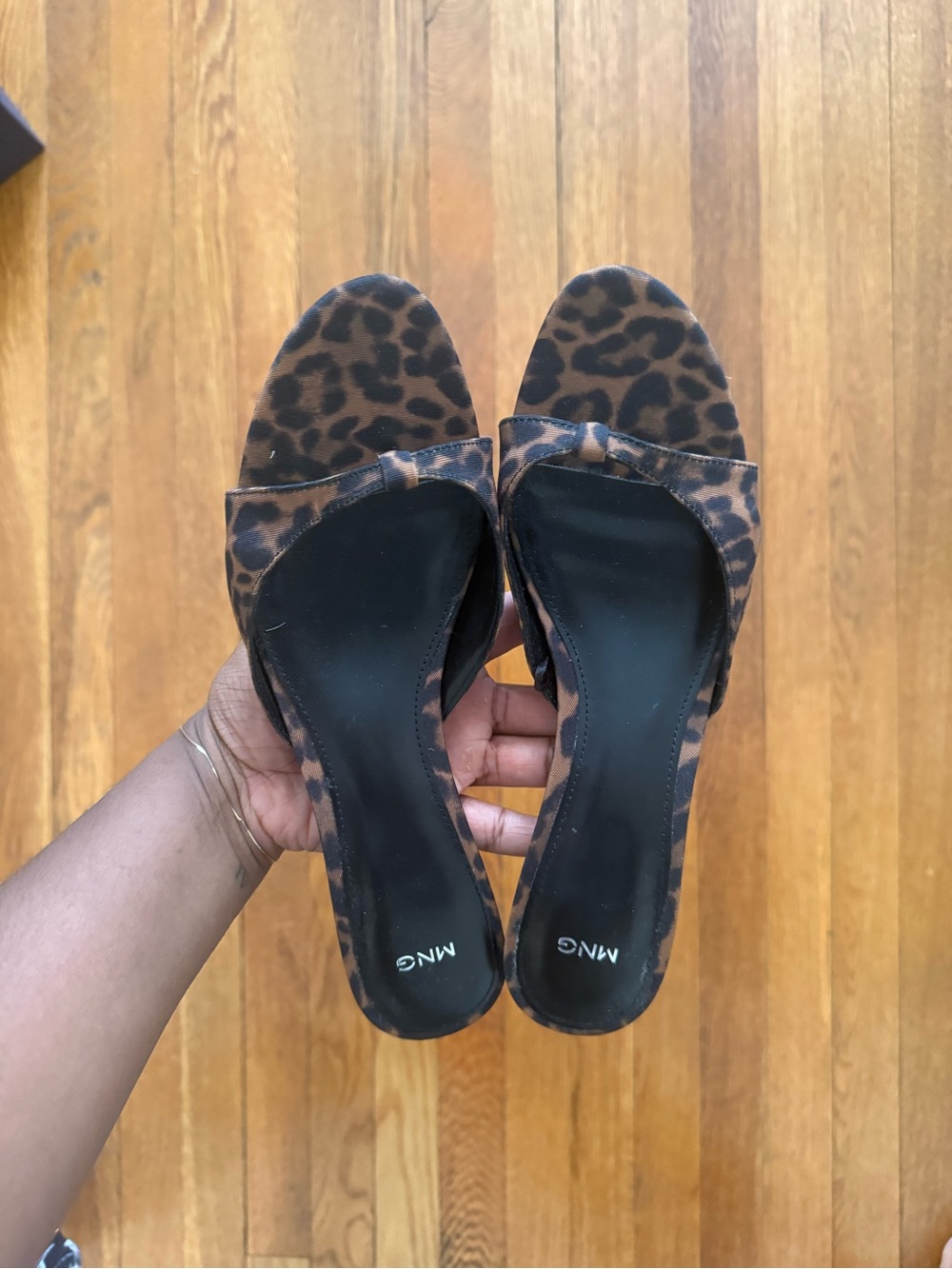 Mango Leopard-Print Slide Mules in Brown and Black